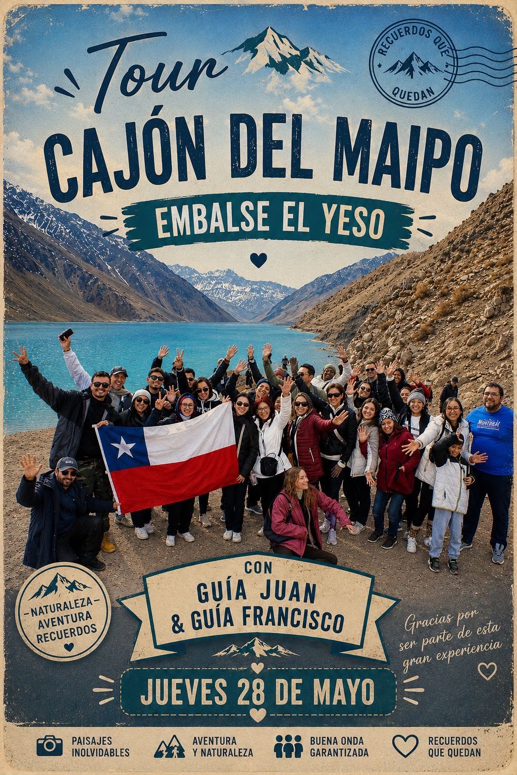 Tour Cajón del Maipo · 28 de mayo de 2026 · Guía Juan y Francisco